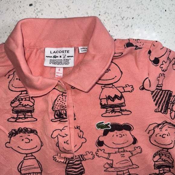 Lacoste Kids Pink Polo Shirt with Cartoon Print - Picture 2 of 3